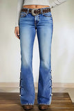 Side Button Flared Jeans