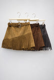 Fringe A-Line Belted Mini Skirt
