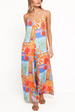 Abstract Print Spaghetti Strap Wide-Leg Jumpsuit