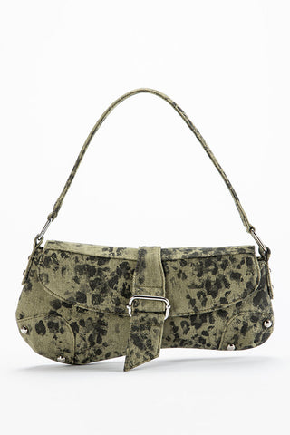 Spotted Print Buckle Strap Shoulder Bag