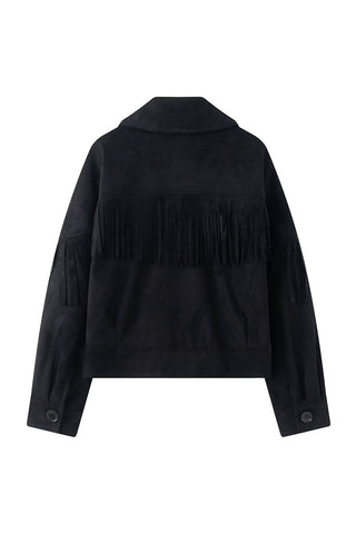 Fringe Lapel Button-Front Jacket