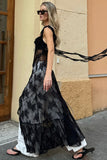 Deep V Sheer Lace Slit Dress