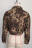 Leopard Print Crop Denim Jacket