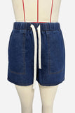 Pocket Button-Front Denim Short Set