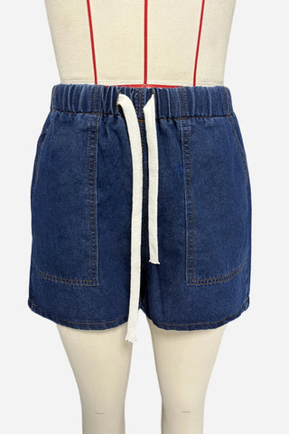 Pocket Button-Front Denim Short Set