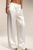 Satin High-Waist Wide-Leg Casual Pants