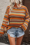 Multicolor Stripe Knit Bell Sleeve Top