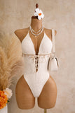 Lace Halter Cutout One-Piece Swimsuit