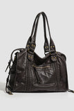 Studded Handle Zip Pocket Tote Bag