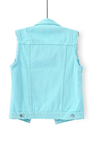 Sleeveless Collared Button-Front Vest