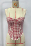 Gingham Off-Shoulder Corset Top