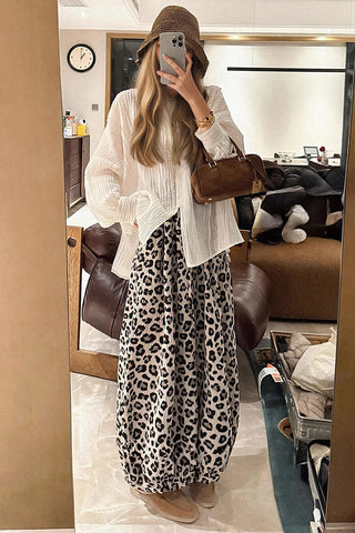 Wide-Leg Printed Casual Pants