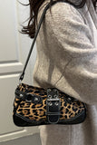 Leopard Print Buckle Strap Shoulder Bag