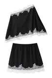 Lace Trim Satin Cami and Skirt Set