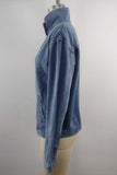 Stand Collar Asymmetric Button-Front Jacket