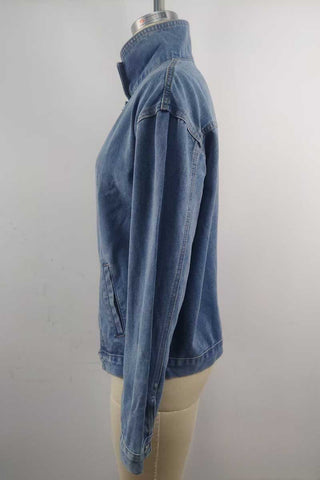 Stand Collar Asymmetric Button-Front Jacket