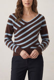 Striped Asymmetric Off-Shoulder Sweater