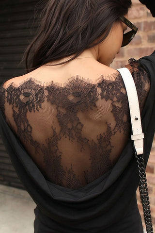 Lace Back Long Sleeve Blouse