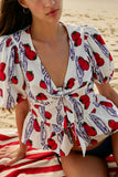 Tie-Front Patterned Blouse