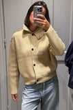 Ribbed Knit Button-Front Mock Neck Cardigan