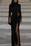 Mock Neck Cutout Slit Bodycon Casual Dress