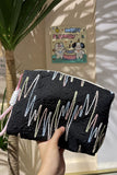 Embellished Textured Tassel Cosmetic Bag