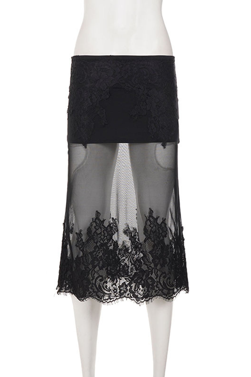 Elegant Lace Midi Skirt