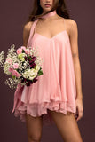 Ruffle Hem Spaghetti Strap Mini Dress