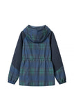 Plaid Puff Sleeve Drawstring Hooded Coat