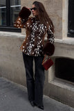 Spotted Faux Fur Cuff Long Sleeve Coat