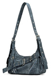 Buckle Strap Zipper Detail Shoulder Bag
