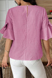 Ruffle-Sleeve Gingham Tee