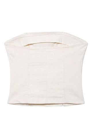 Double Button Detail Strapless Tank Top