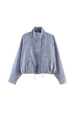 Stand Collar Zip-Up Drawstring Hem Jacket