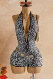 Sequin Halter Cutout Bodycon Romper