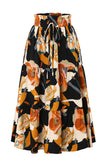 Tiered Drawstring Floral Maxi Skirt