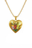 Floral Enamel Heart Locket Necklace