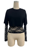 Lace Sleeve Crop T-Shirt