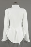 Stand-Collar Peplum Button-Front Blazer
