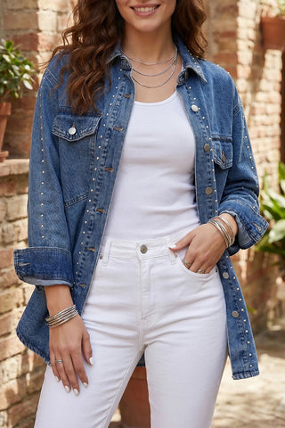 Studded Collar Denim Jacket