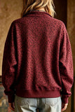 Leopard Print Half-Zip Pullover Sweatshirt