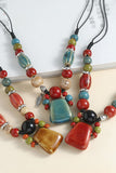 Multicolor Beaded Stone Pendant Necklace
