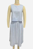 Striped Sleeveless Skirt Set