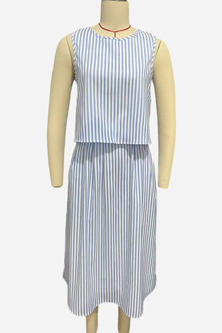 Striped Sleeveless Skirt Set