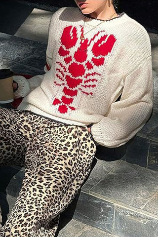 Lobster Knit Crew Neck Sweater