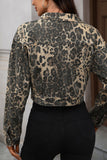 Leopard Print Crop Denim Jacket
