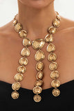 Hammered Metal Disc Layered Statement Necklace