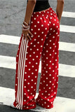 Polka Dot Side Stripe Wide-Leg Casual Pants