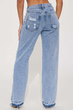 Distressed Straight-Leg Denim Pants