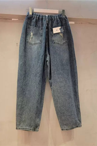 Embellished Distressed Denim Pants